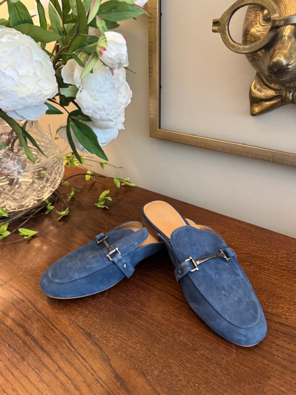 Franko Sarto Blue Suede Slip-On Loafers